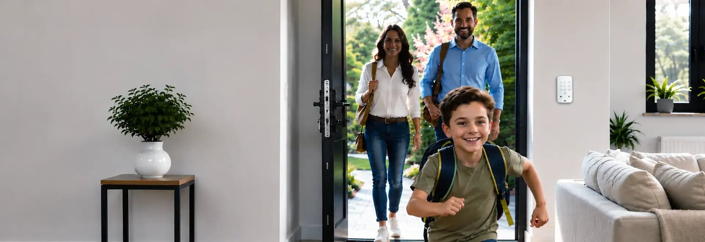 Famille protégée par une alarme maison Sector Alarm