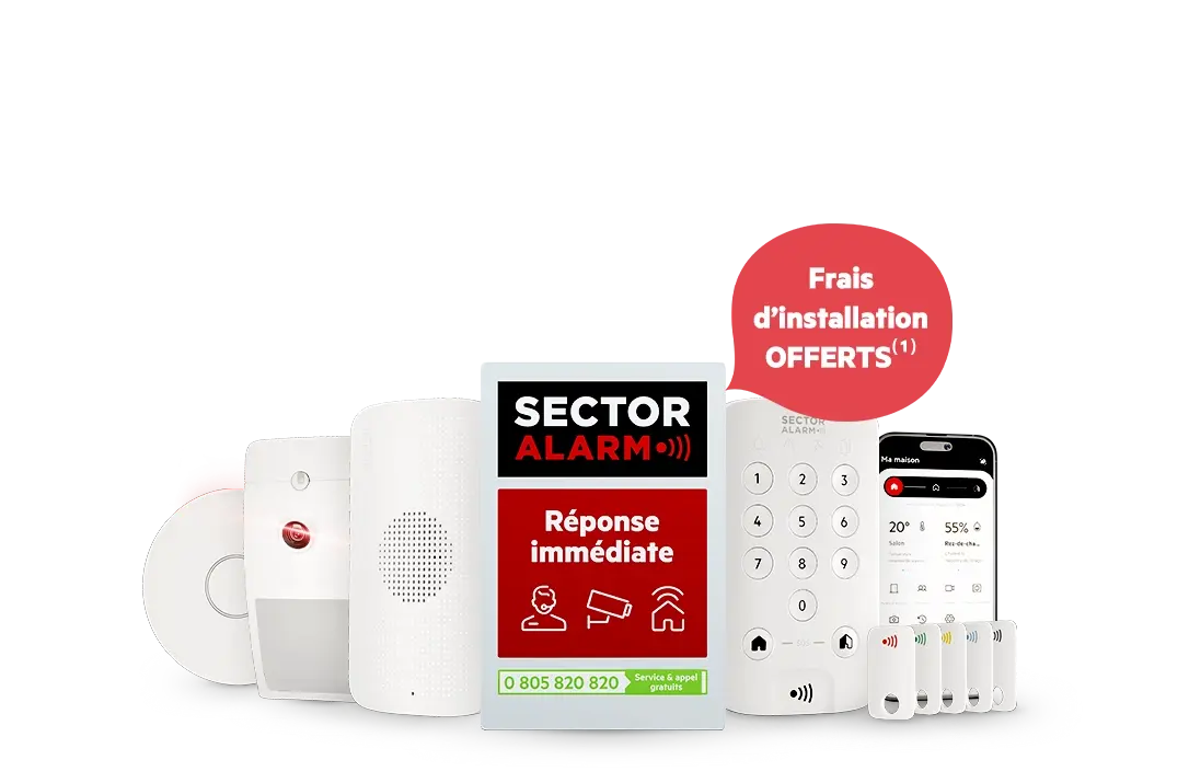 Pack alarme maison sans fil avec capteurs et contrôle depuis smartphone